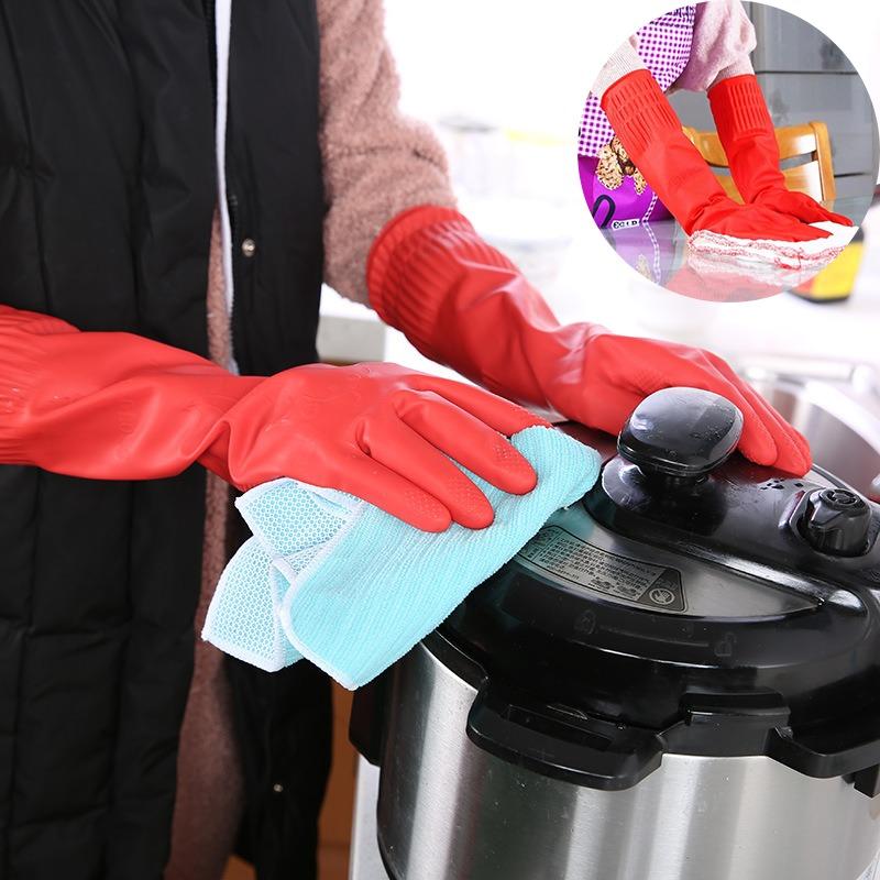 Geschirrspülhandschuhe Widerstandsfähige Wasserdichte Gummihandschuhe Lange Handschuhe Küchenreinigungswerkzeuge Küchenzubehör Wasserdichte Handschuhe