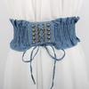 Cloth Denim Stretchy Cummerbunds High Waist Wide Waist Belt Simple Female Waistband  Female