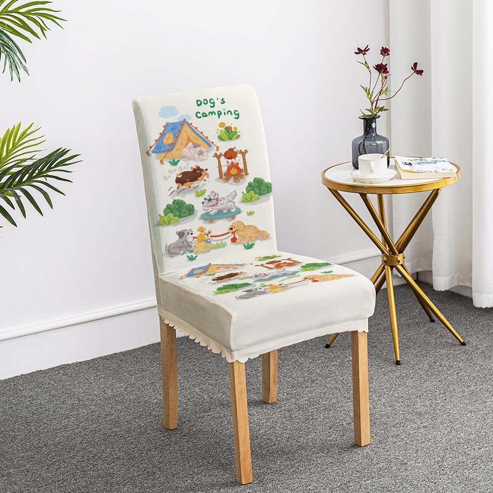 Cartoon Ausflug Welpen Stuhlset Esstischdecke Haushalts Sitzbezug Stuhlkissen Elastisch Niedlich All-inclusive Neues Modell