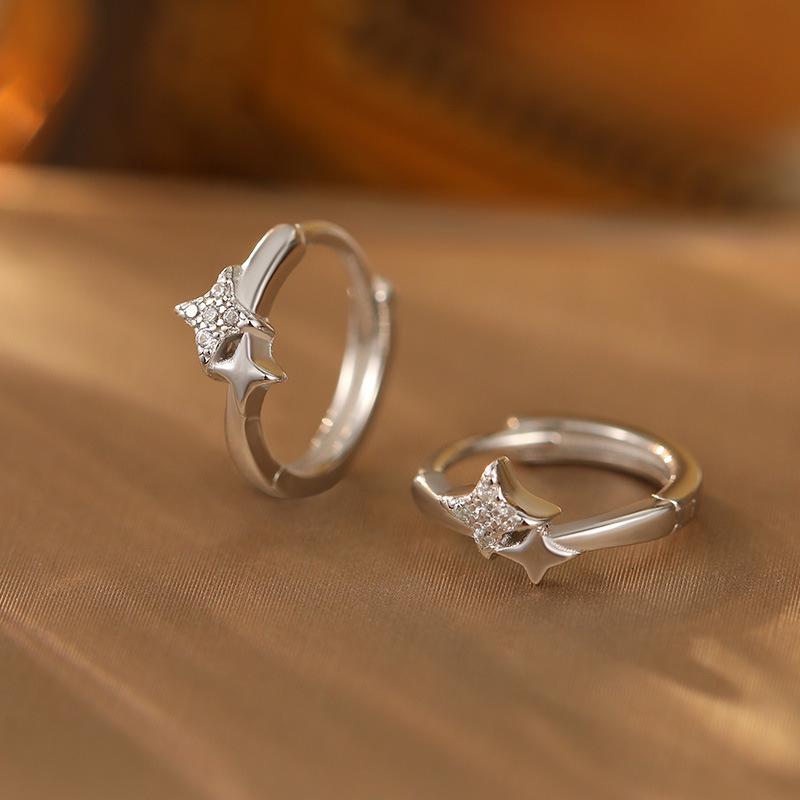 Banyan Tree S925 Silver Shimmer Star Earrings for Women – Elegant Simple Design