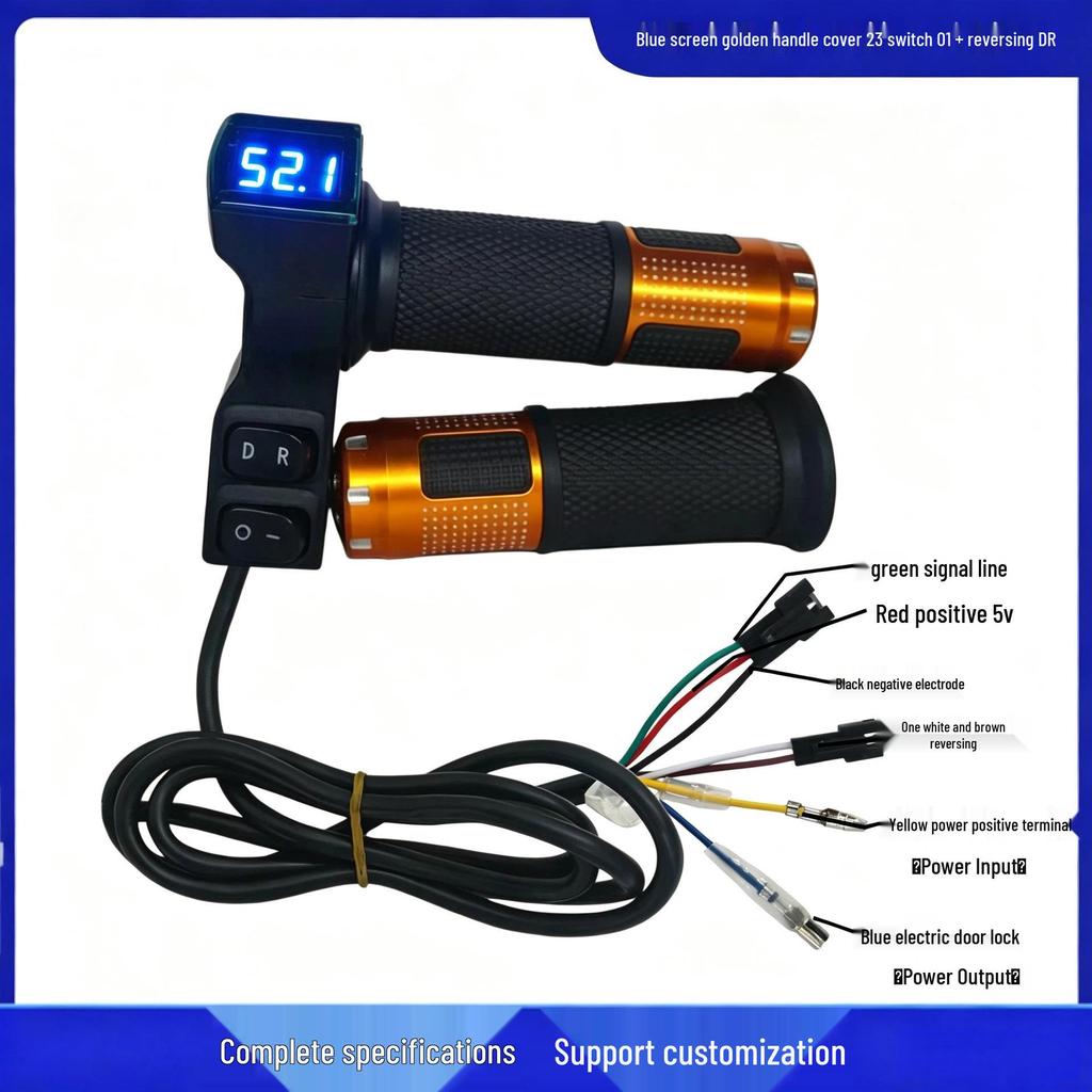 Electric Vehicle Throttle Twist Grip with Blue Screen Display 23 Switch 01+ Reverse DR Voltage