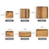 6Pcs Wood Plates Square Rectangle Wooden Plate Set Acacia Wood Serving Dish Fruit Dessert Cake Plate Wooden Utensils Tableware