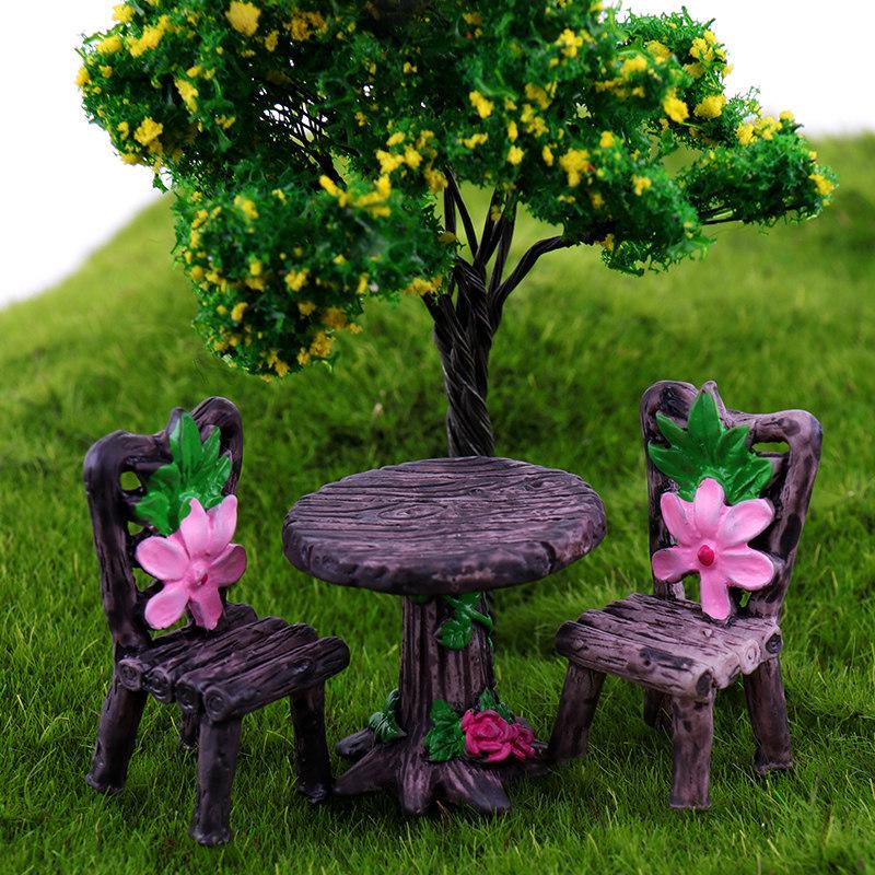 Miniature Park Ornaments: Wooden Stools, Tables, and Succulent Bonsai Accessories for Sand Table Models