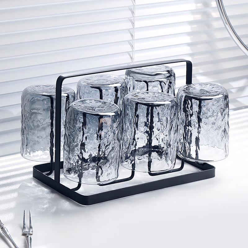 CRISTALGLASS Smoky Grey Glass Drinking Set with Holder