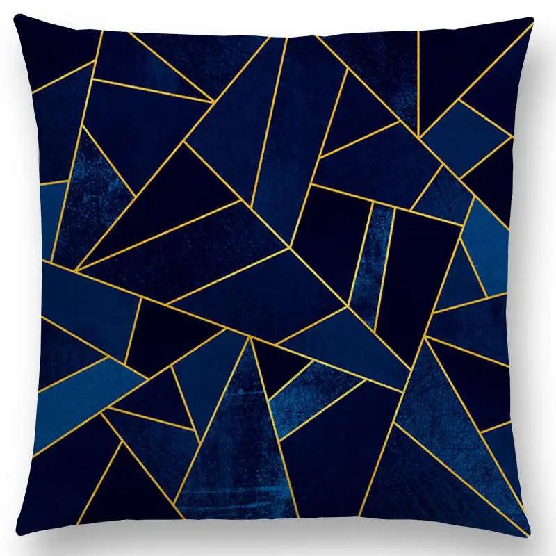 Neu Weiß Lila Schwarz Blau Rosa Bunt Abstrakt Geometrisch Dreiecke Goldene Linien Regenbogensteine Kissenbezug Dekokissenbezug