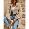 New Women's Winter Long Plush Coat, Lapel Open Button Loose Commute Elegant Overcoat for European American