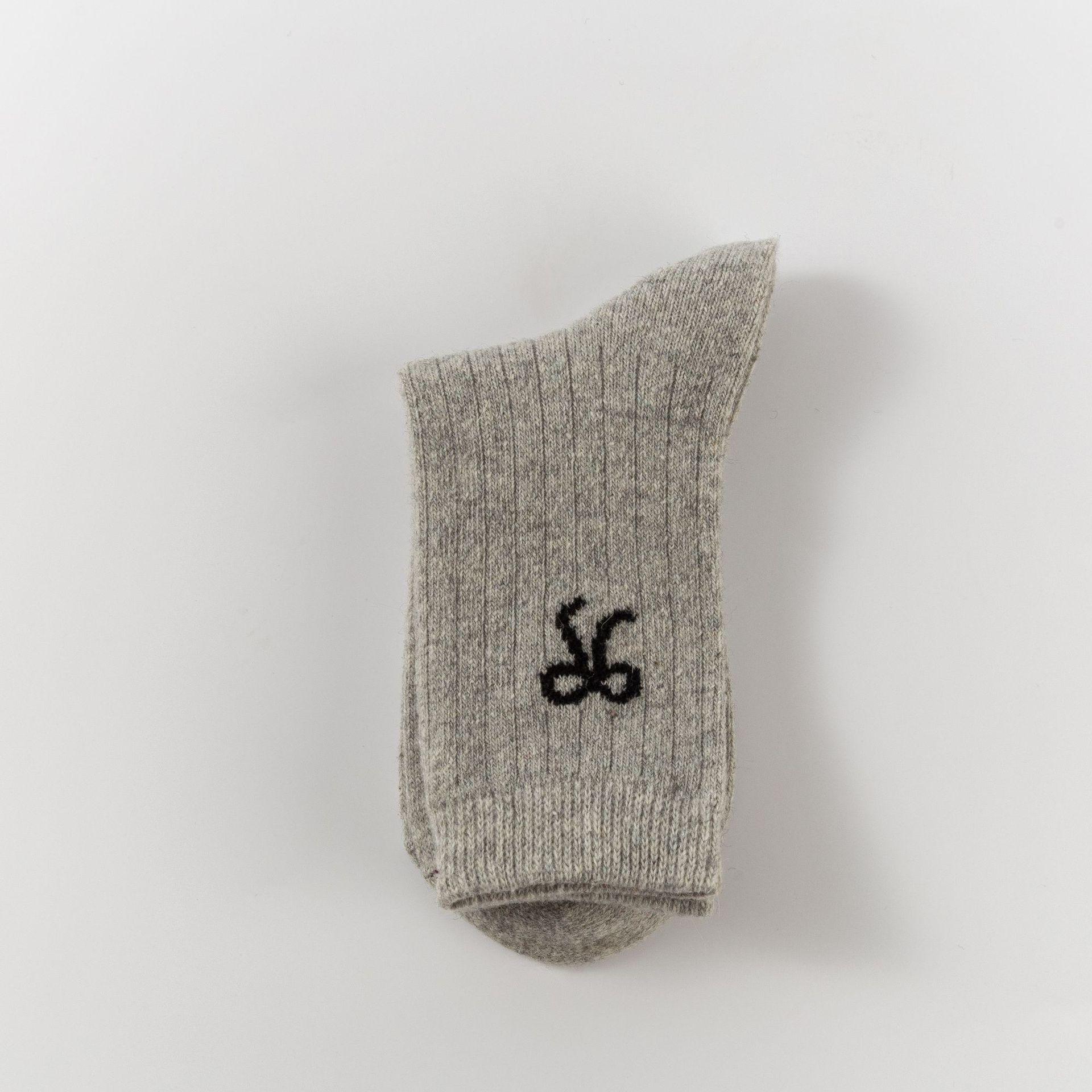 Cozy Mid-Calf Wool Socks with Bow — Soft, Warm, Thick for Autumn and Winter 35-40 серый