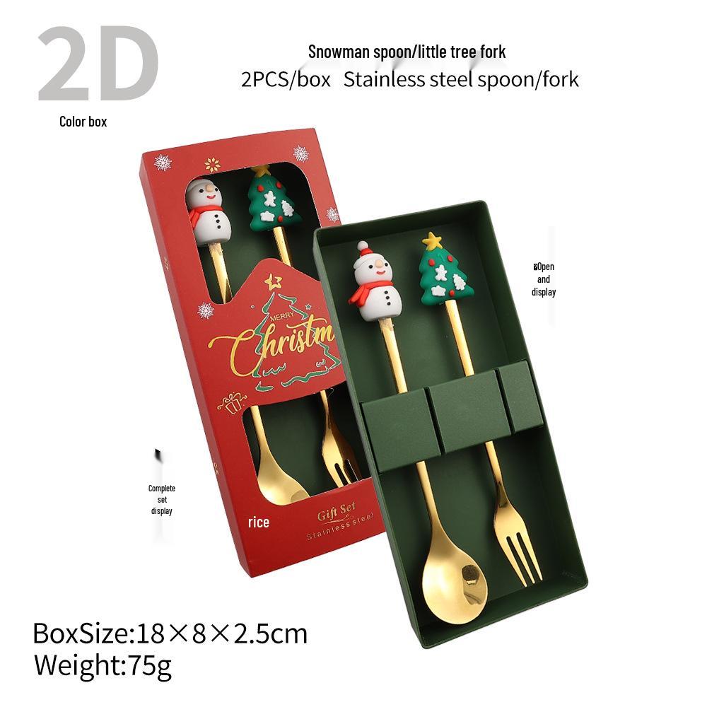 Christmas Tree Spoon & Fork Set – Santa Claus Holiday Gift