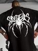 Summer Spider Pattern Fashionable Print T-shirt with Letter Design - Street Casual Short Sleeve Cotton Men's and Women's T-shirt