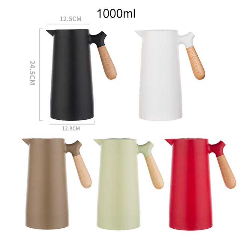 1000ML Thermoskanne mit großem Fassungsvermögen im nordischen Stil, Isolierkessel, Heißwasserflasche mit Griff, abnehmbare Teekanne, Haushaltskaffeekanne