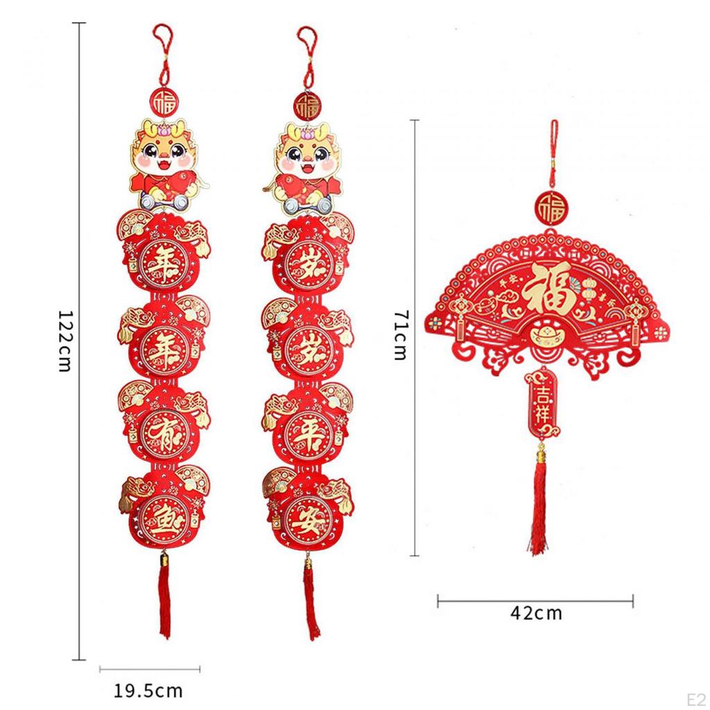 Chinese Dragon Lunar Year Couplets Hanging Ornament Traditional Fu Character for Festival