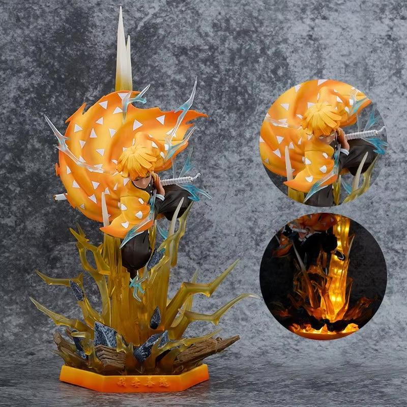 Demon Slayer Infinity Castle Agatsuma Zenitsu Honoikazuchi Series Luminous Statue Action Figure Model Ornament Gk Youth Toy