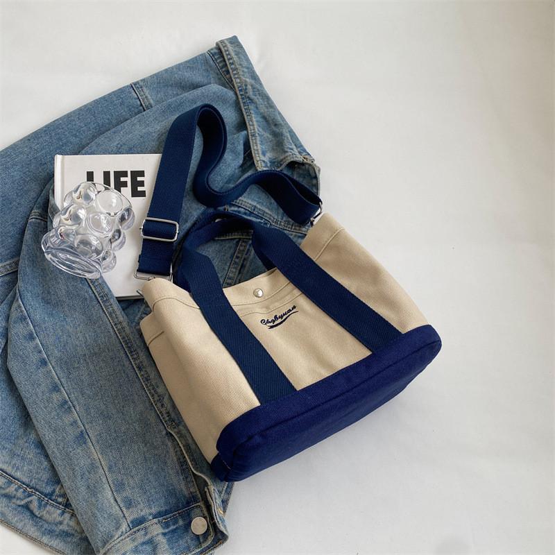 

Japanese Style 2024 New Multilayer Thick Casual Canvas Tote Bag Women s Handheld Lunch Box Bento Bag Crossbody Small Bag In Blue синий