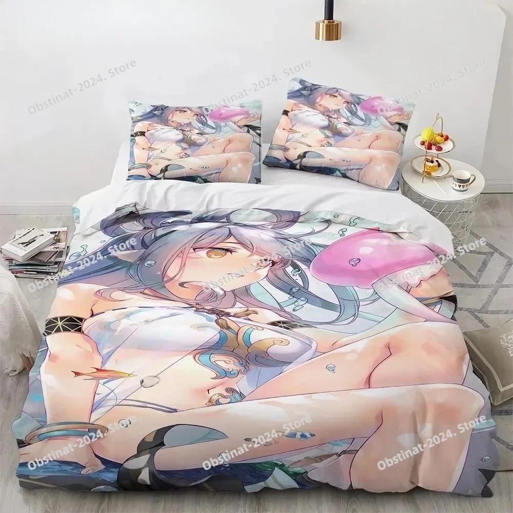 Kawaii Anime sexy Girl Bedding Set Printed With Pillowcase Bed Duvet Cover Single Double Queen Super King Size Boys Girls Adults