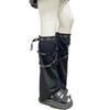 Women Punk Lace Up Straps Flared Leg Warmers Japanese Harajuku Eyelets Knee Length Foot Cover Long Tube Socks Streetwear