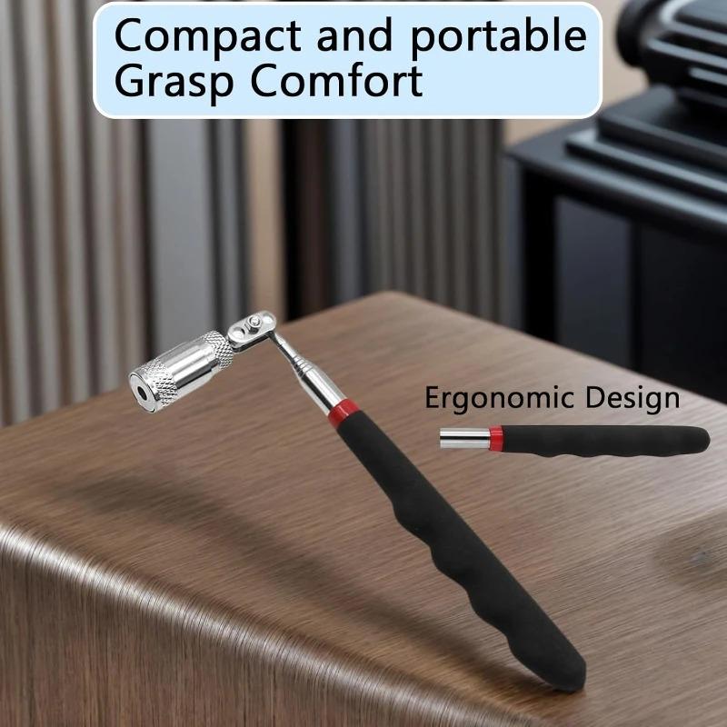 Mini Portable Magnet Tool Telescopic Magnetic Pen with LED Light Extendable Pickup Rod for Screws Nuts Bolts Metal Parts