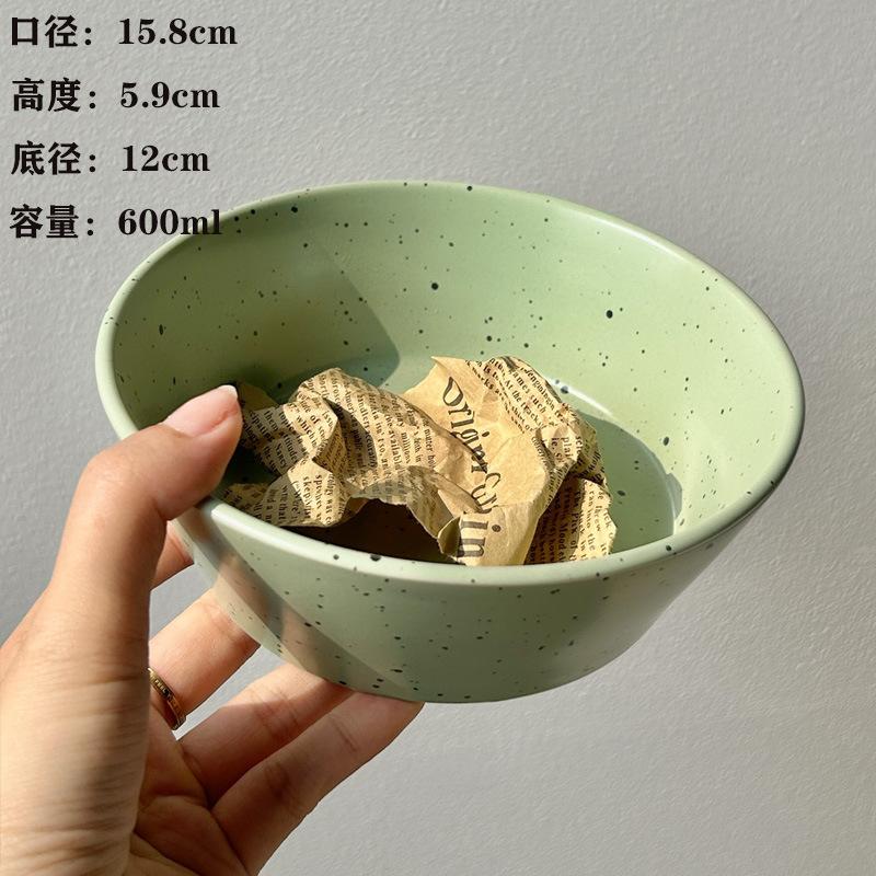 Splash Ink Korean Retro Tableware Ins Wind Ceramic Bowl Fruit Yogurt Bowl Oat Dessert Bowl Tableware Large Rice Bowl