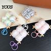 Backpack Accessory Fermented Bean Curd Plush Keychain, Fluffy Doufu Bag Decorative Charm with Keyring, Handbag Purse Decoration Accessories