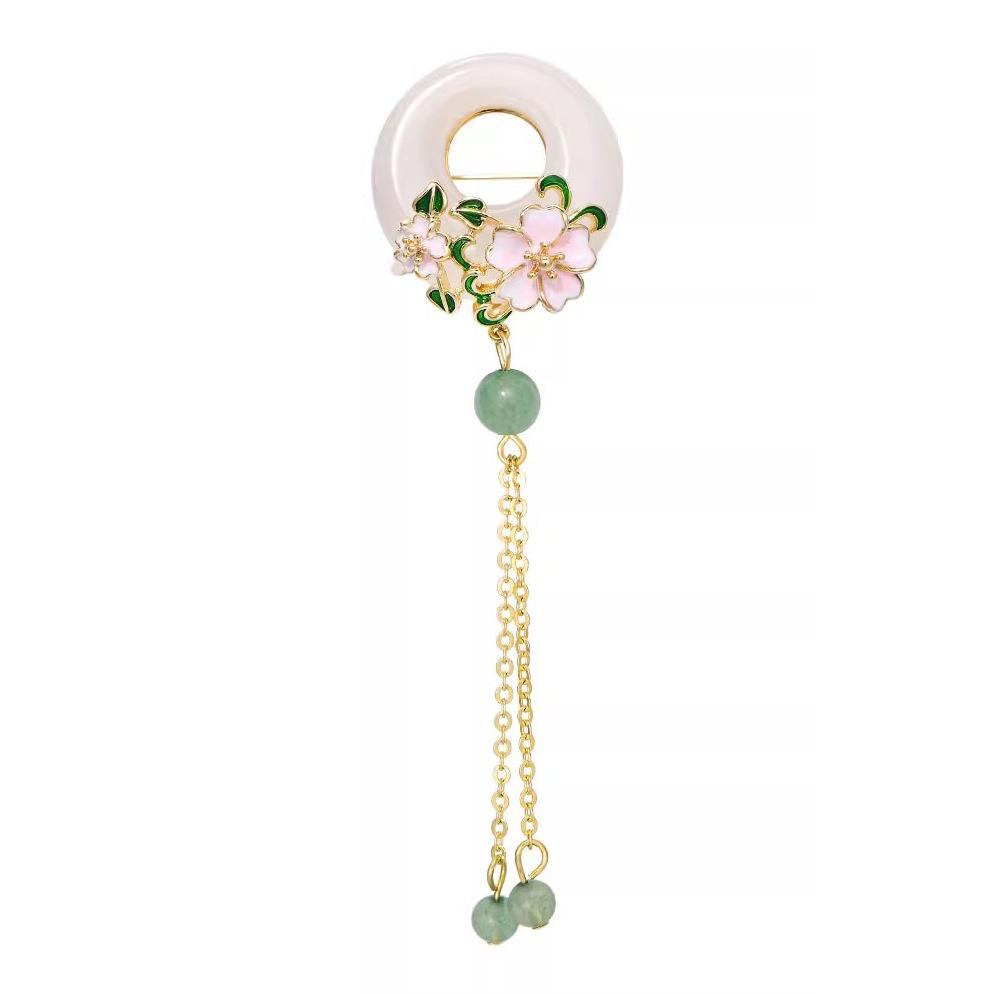 National Style Tassel Cherry Blossom Safety Buckle Brooch Femininity Advanced Sense Delicate Chinese Pin Dress Suit Accessories