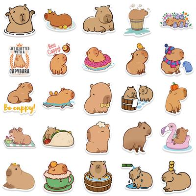50Pcs Cute Capybara Stickers For Guitar Phone Glass Scrapbook Stationery Sticker