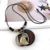 Hollow Leaves Sweater Chain Leather Chain Clothing Pendant Vintage Sweater Necklace  for Women Men