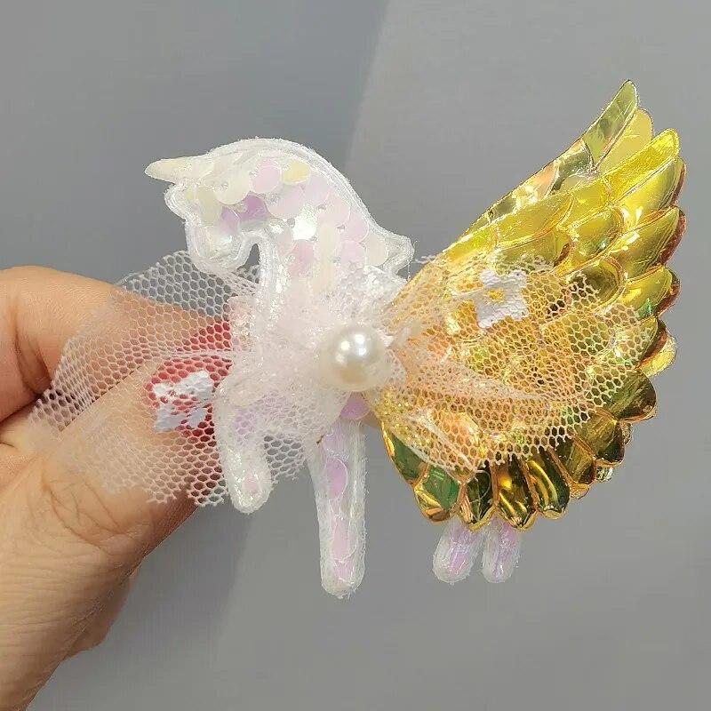 

Заколка для волос с милым животным в виде единорога для маленькой девочки, кавайная блестящая заколка для волос с единорогом для детей, милая заколка для волос с боковой челкой, головной убор