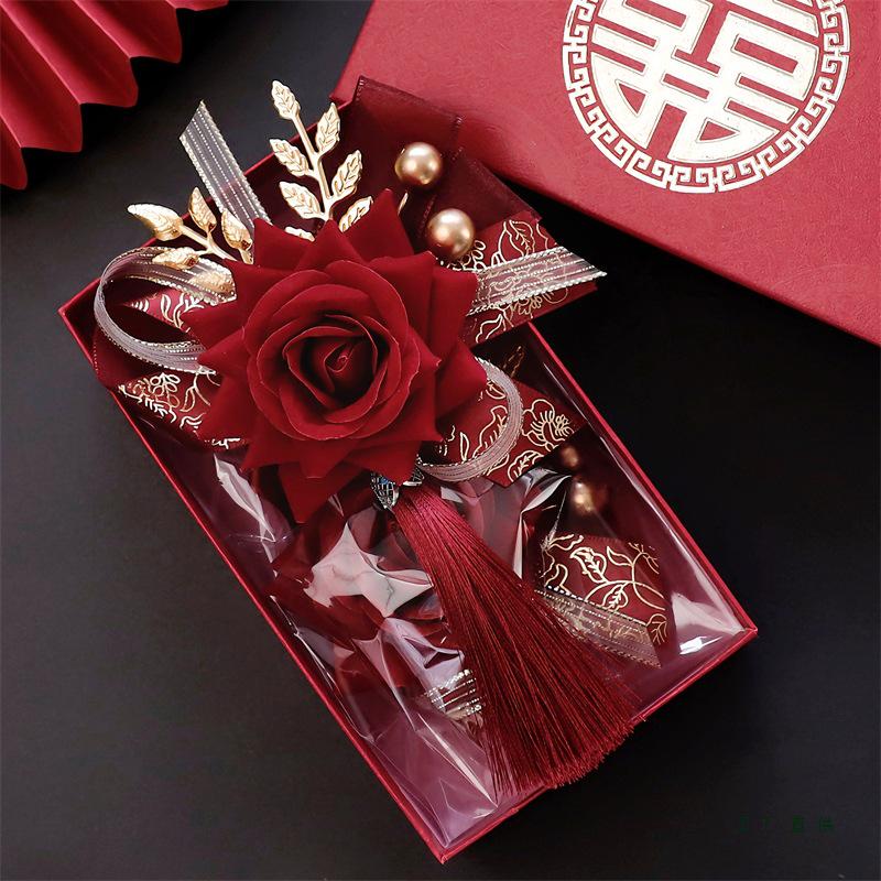 Premium Chinese Style Wedding Corsage Set: Elegant Artificial Flowers for Bride, Groom, and Family