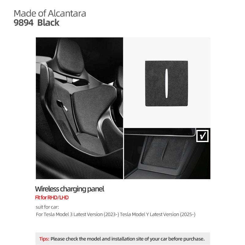 For Tesla 2018- Model 3 Highland Y Juniper Made of Alcantara Wireless Charge Panel Trim Sticker Cup Mat Car Interior Accessories