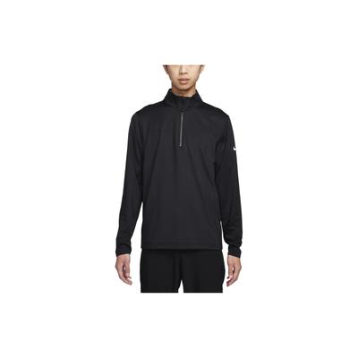 Victory Solid Color Stand Collar Half Zip Casual Long Sleeve T-Shirt Men Tops Black FD5838-010