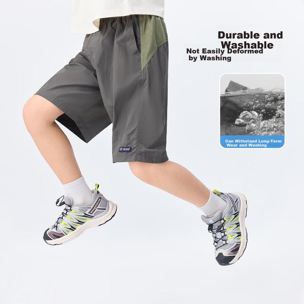 Zuoxi Boys' Summer Shorts, 2026 New Style Lightweight Outdoor Waterproof Sports Pants for Children, Dark Gray, Size 130