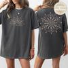 Individuelles Namens-Blumen-Mandala-Shirt, Personalisiertes Botanisches Rückendruck-T-Shirt, Wildblumen-Mandala-T-Shirt, Mandala Comfort Colors Shirt