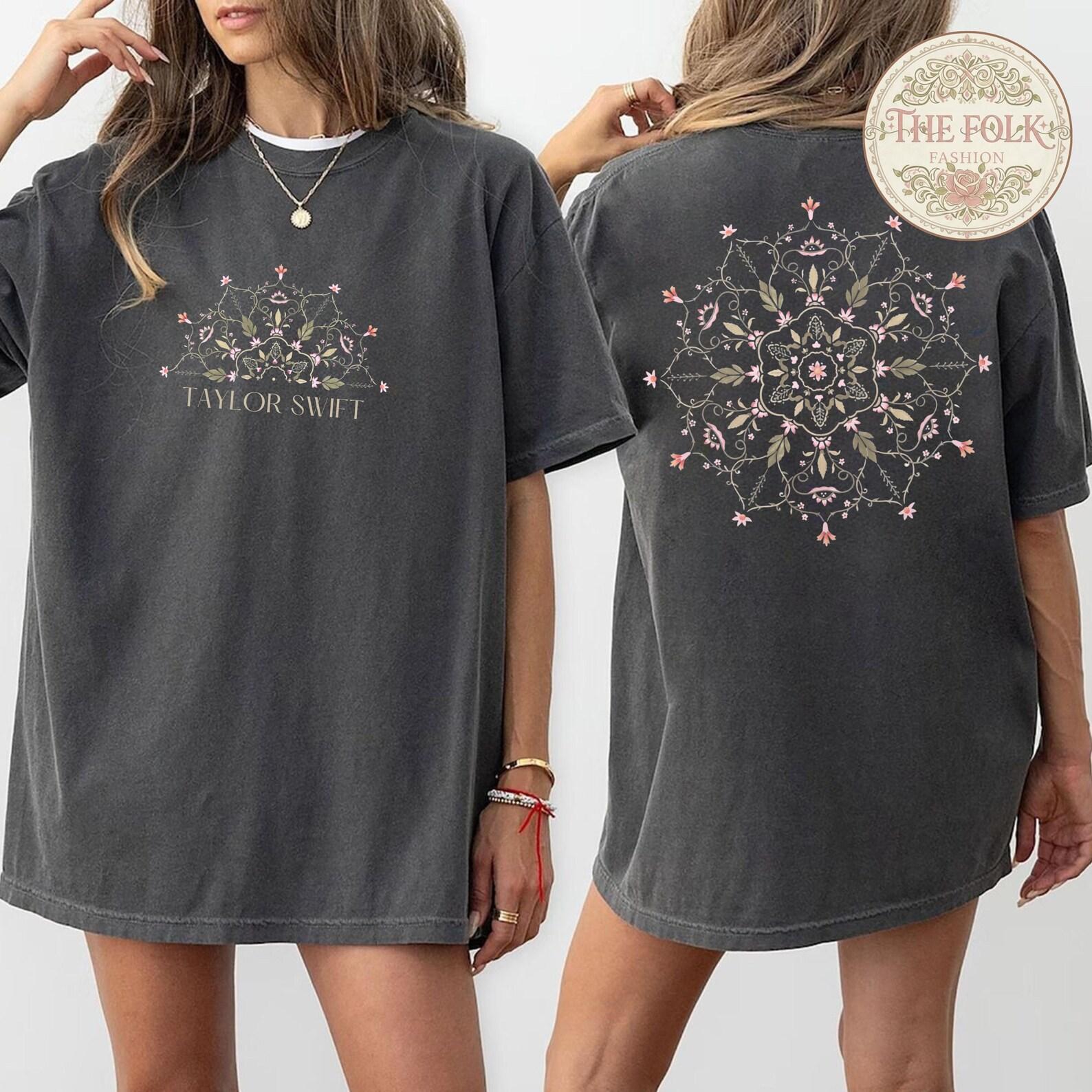 Custom Name Floral Mandala Shirt, Personalized Botanical Back Print Tee, Wildflower Mandala Tshirt, Mandala Comfort Colors Shirt M