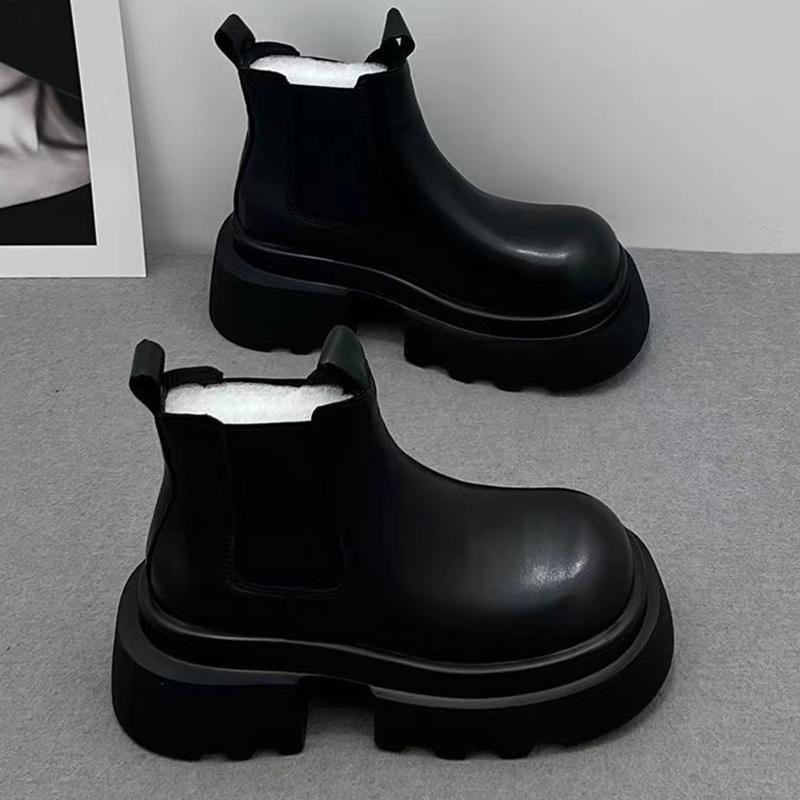 

Кожаные женские зимние ботильоны на платформе и среднем каблуке, дизайнерские массивные мотоциклетные ботинки, трендовая зимняя мода, Botas Mujer 40
