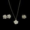 Pearl jewelry set, brand new flower three-piece ring pendant, small fresh and elegant women's jewelry women