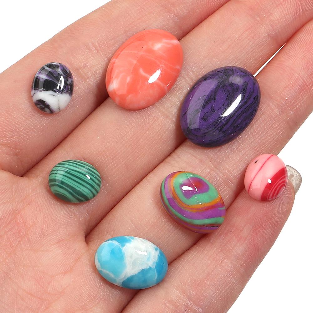 10pcs Synthetic Turquoise Cabochon Beads Oval Flat Back Cabochon Loose Beads For DIY Jewelry Making Pendants Ring Accessories