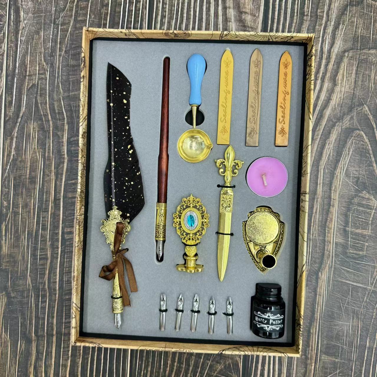 

Набор перьев с чернилами Британское ретро Макательное перо Сургучная печать Студенческое макательное перо 0.5mm чёрный