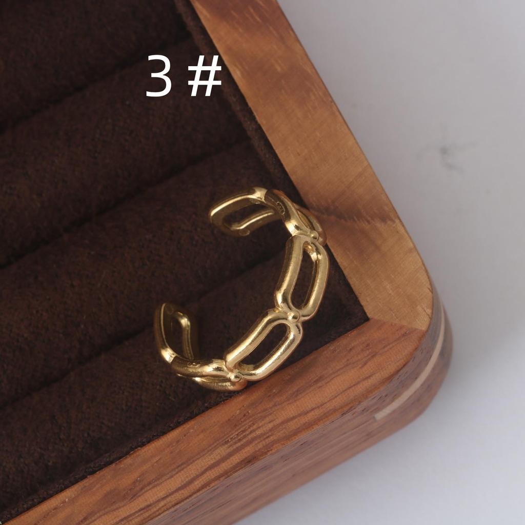 Adjustable 18k Gold Titanium Steel Geometric Ring with Hollow Stars and Moon Design for Women