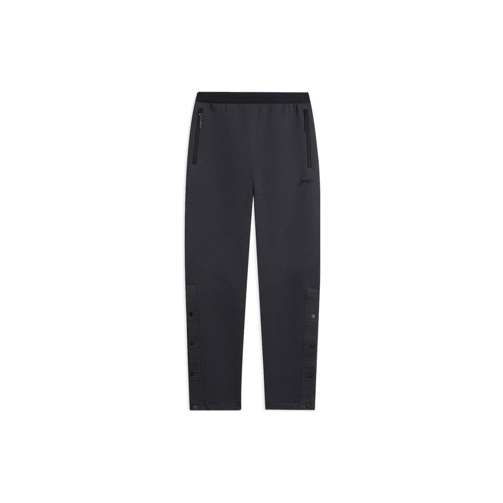 Li-Ning Professional Basketball Series Solid Color Logo Print Elastic Waist Sports Pants Men Bottoms Black AKLSC13-1