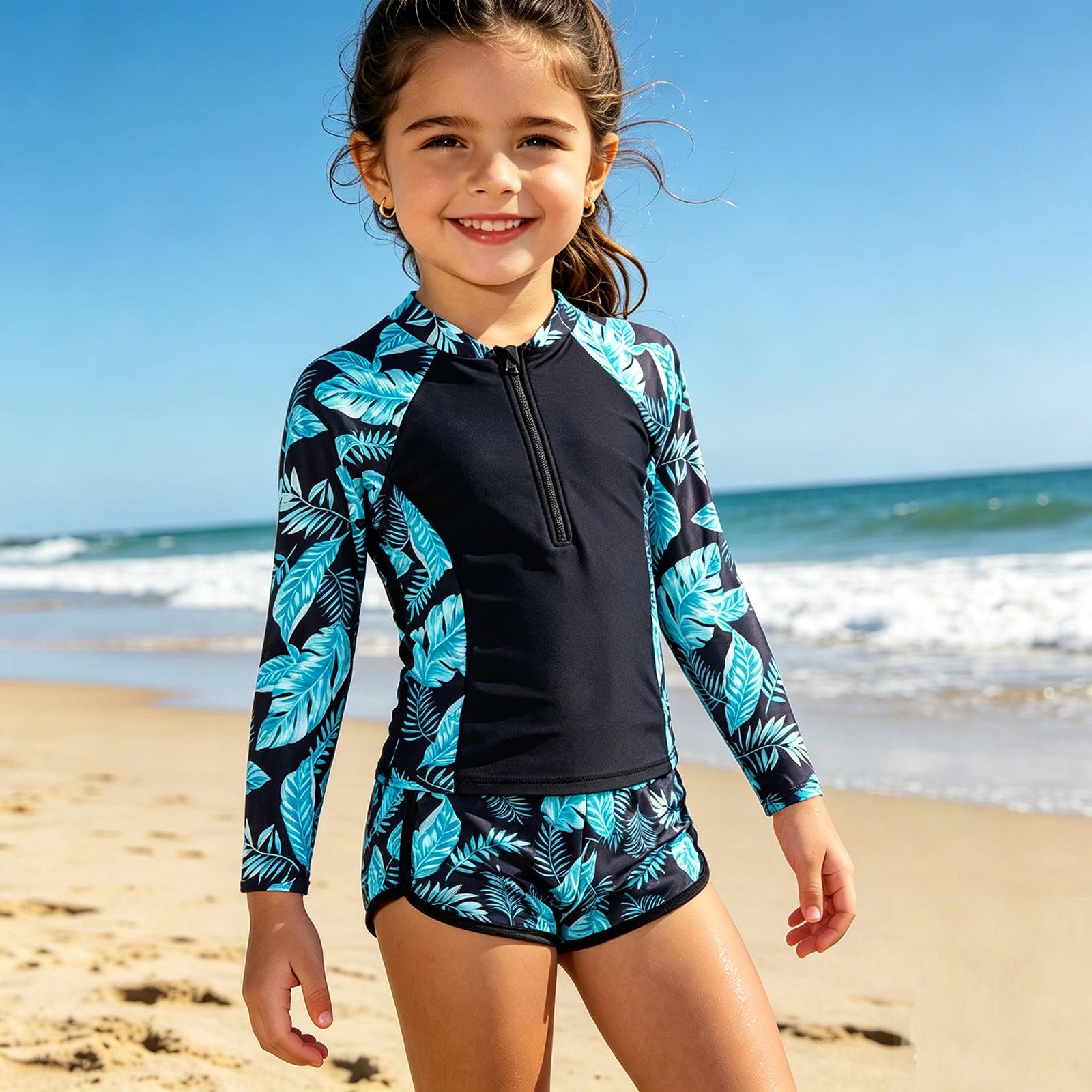 Girls  Bikini Set - Teen Swimwear Separate Top & Bottom Swimsuit Set  Teen Two Piece Swimwear Swimsuit For Girls 160