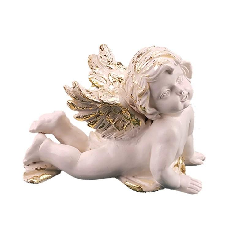 Retro Angel Wings Figurine - Cute Resin Ornament for Weddings & Birthdays