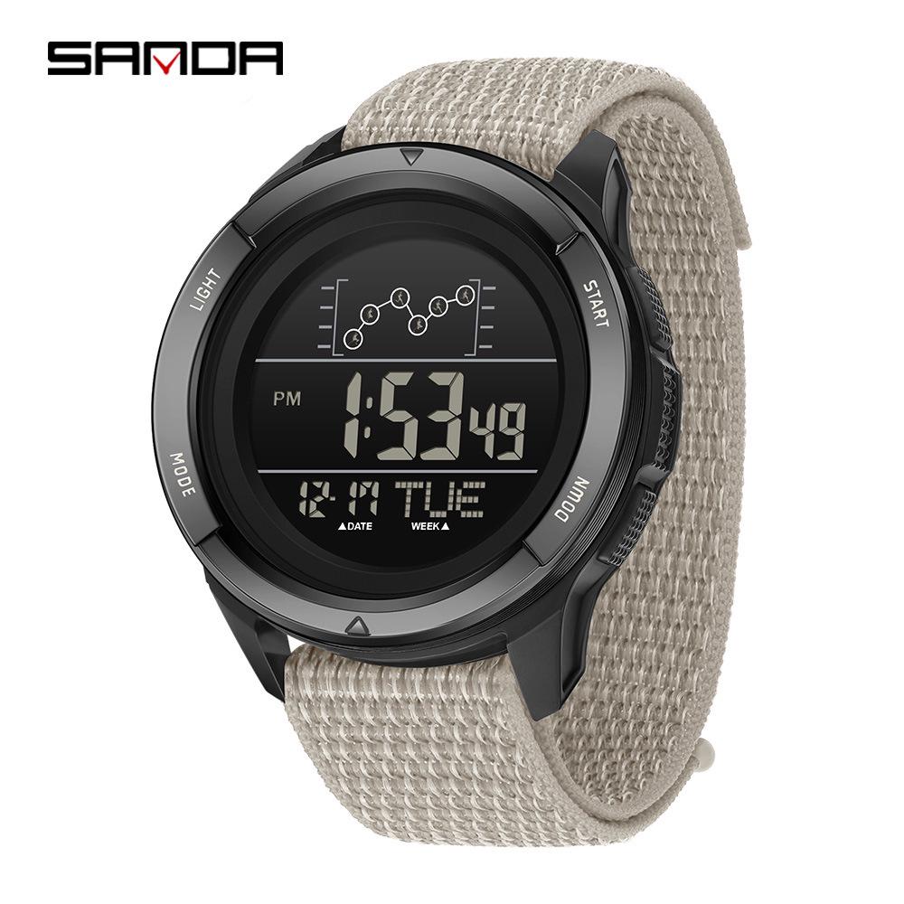 SANDA Outdoor Multifunctional Waterproof Men's Watch with Large Screen Display for Students