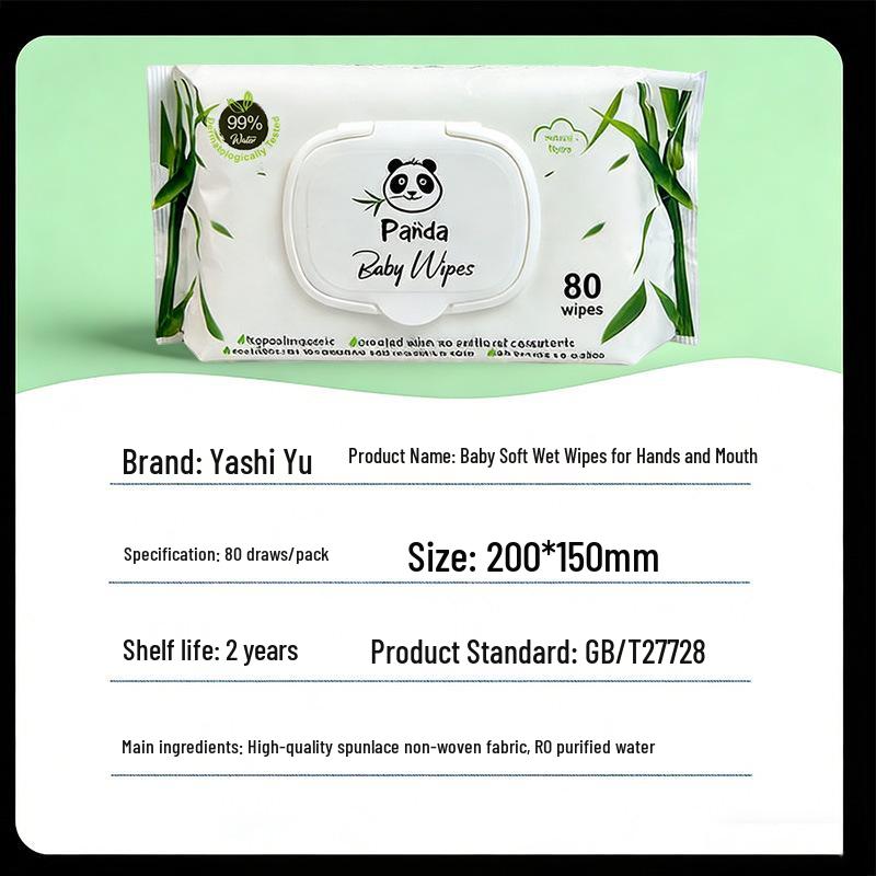 Großpackung 80 Feuchttücher für Babys - Hand- und Mundreinigung mit reinem Wasser