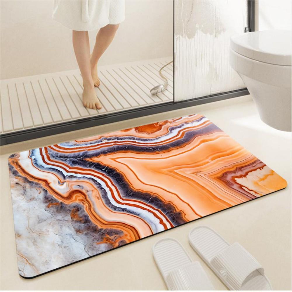 Marble-patterned Diatom Mud Anti-slip Floor Mat, Bathroom Entrance Carpet, Water-absorbing Floor Mat, Home Decoration Rug