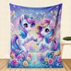 Coperta in Pile Unicorno Cartone Animato Stampa Farfalla Arcobaleno Floreale Coperta Plaid Morbida Accogliente Stile Fantasy per Bambini Portatile