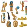 12X Ancient Egypt Figures Novelty High Simulation Small Statues Early Educational Toy Mummy Case Thoth Hieroglyph