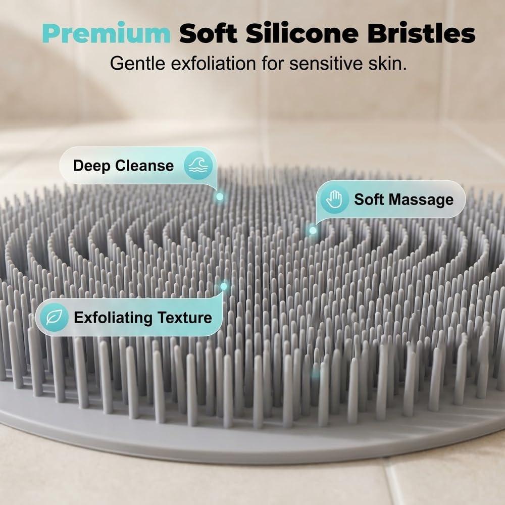 Shower Foot and Back Scrubber, New Silicone Mat with Hanging Hole Suction Cups Body Cleansing Shower Foot Scrubber Back Massager Pad for Men Women