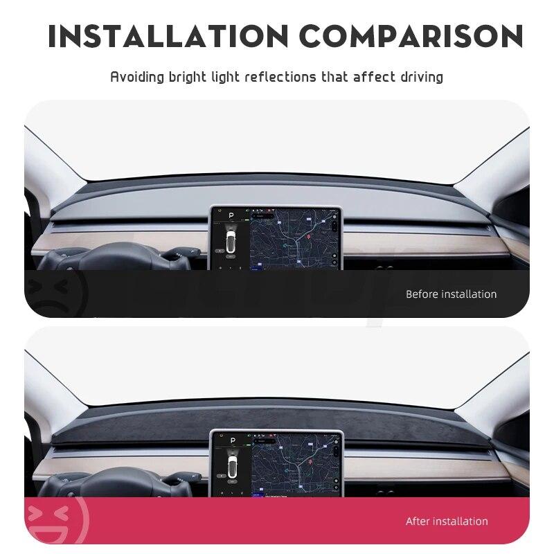 Futhope верхняя фланелевая накладка на приборную панель для Tesla Model 3/Y — фото 5