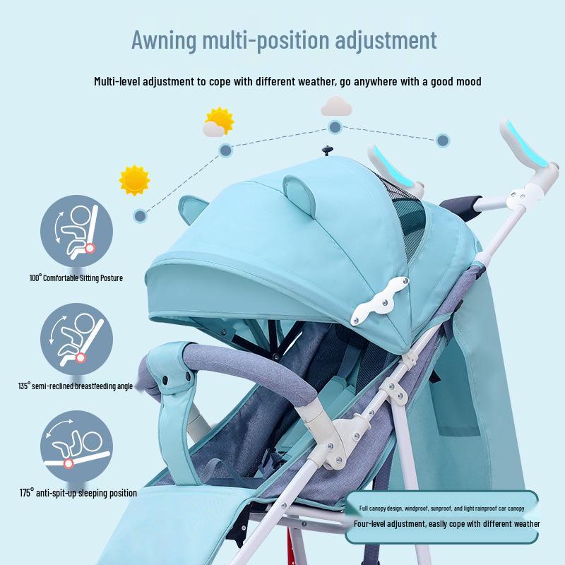 Ultra-Lightweight Foldable Baby Stroller, Sit & Lie Positions, for 0-3 Years