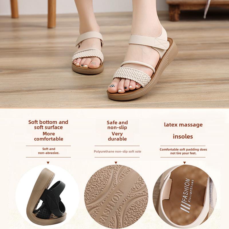 2025 Summer Fashion Soft Sole Wedge Sandals for Middle-Aged Women Shoes
