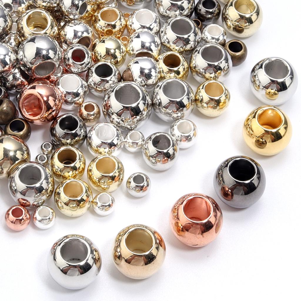 20-100pcs/lot 3-14mm CCB Big Hole Beads Loose Spacer Round Plastic Bead For Jewelry Making DIY Craft Bracelet Necklace Wholesale